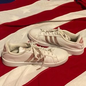 Womens Sz 10 Rose Gold Trim Cloud White Leather Adidas hwi28y001